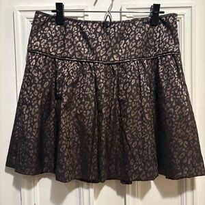 Banana Republic Leopard Print Skater Skirt Metallic Size 10